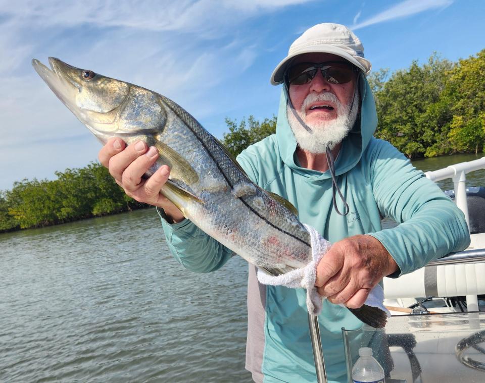 Geno Giza says this snook stretched out within a half-inch of the 28-inch minimum for a keeper, which he didn't plan to keep anyway.