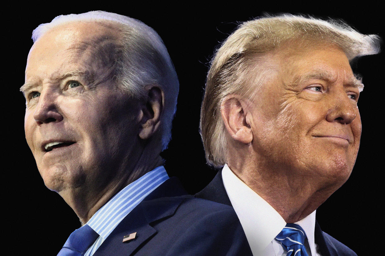 Joe Biden and Donald Trump. (Photo illustration: Yahoo News; photos: Jacquelyn Martin/AP, Ronda Churchill/Reuters)