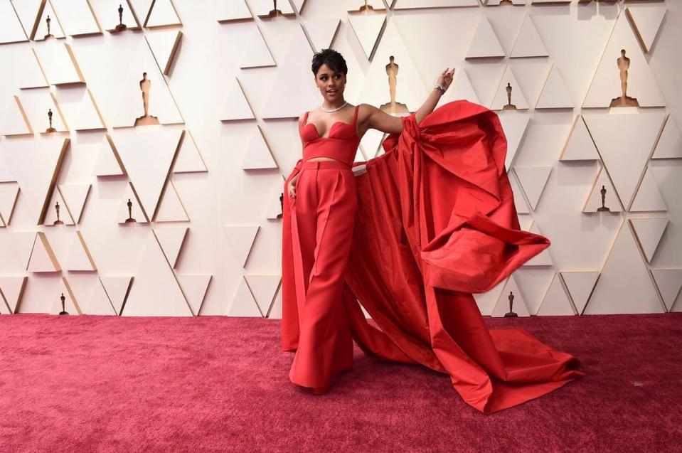 Ariana DeBose arrives at the Oscars on Sunday, March 27, 2022, at the Dolby Theatre in Los Angeles.
