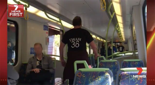 Adam Reeves on the train. Source: 7News