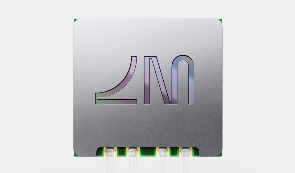 A Lightmatter chip with its logo on the side.