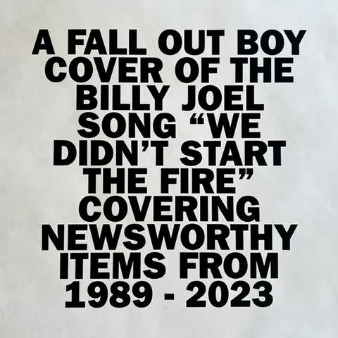 <p>Fueled by Ramen / Fall Out Boy LLC.</p> Fall Out Boy "We Didn't Start the Fire" Single Artwork