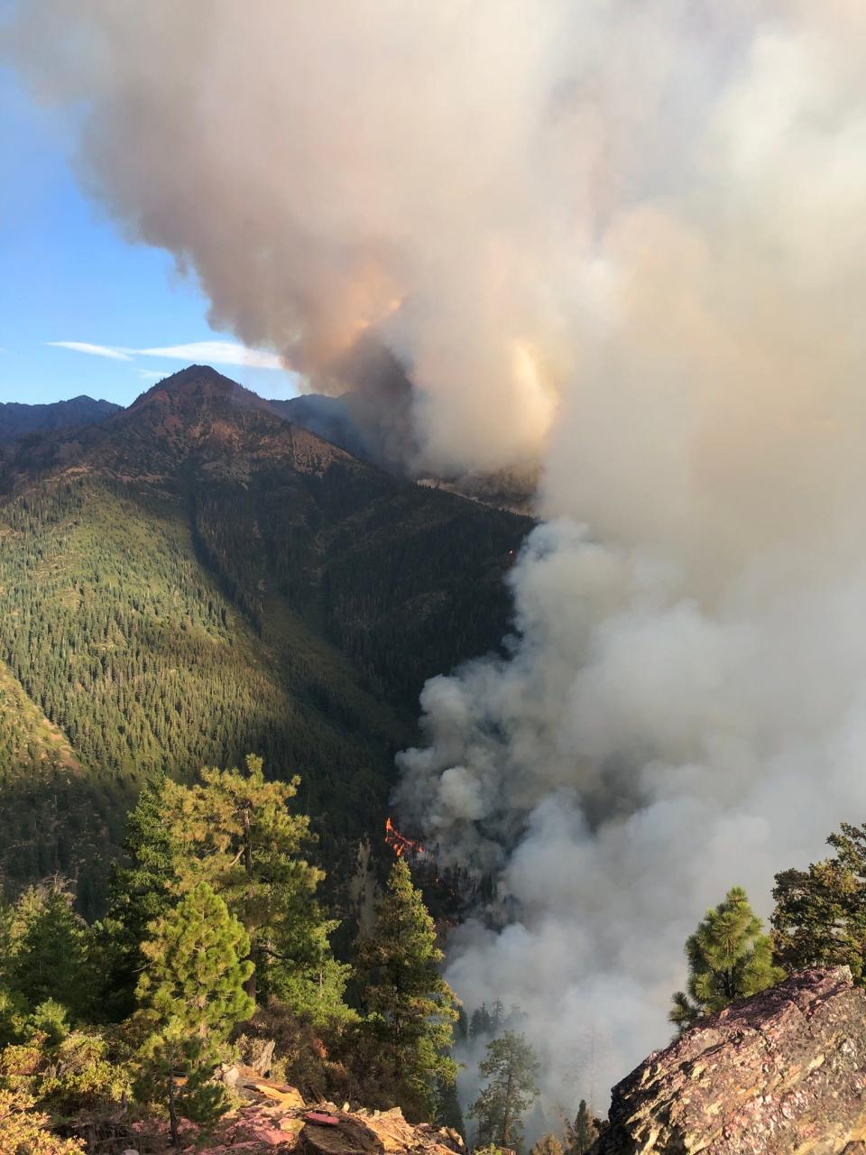 Smoke from the Deep Fire can be seen on Sunday. The fire is burning in Trinity County.