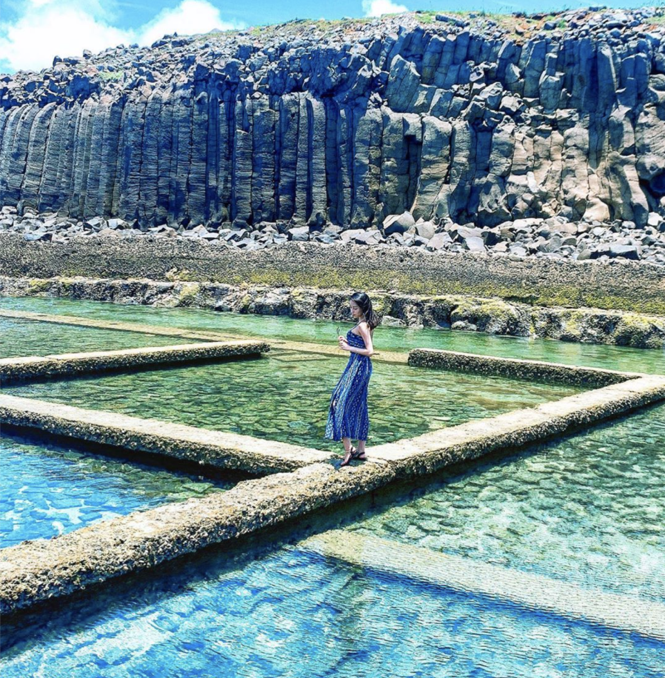 <p>九孔瀑布 | Chixi Rock Waterfall (Courtesy of Instagram/@maimai_lin）</p>
