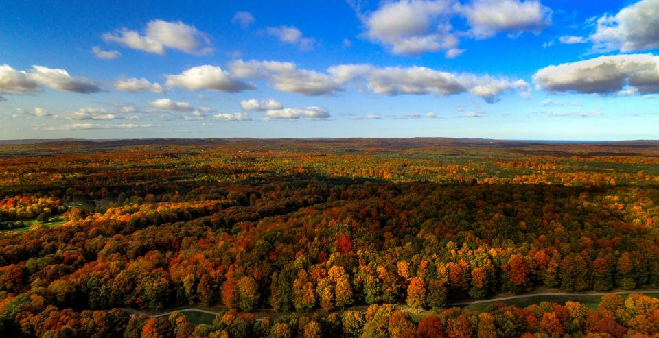 Fall colors seen from Crystal Mountain in Weldon Township.