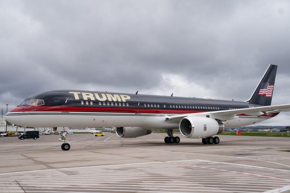 Donald Trump’s Boeing 757 landed in Aberdeen on Monday (PA Wire)