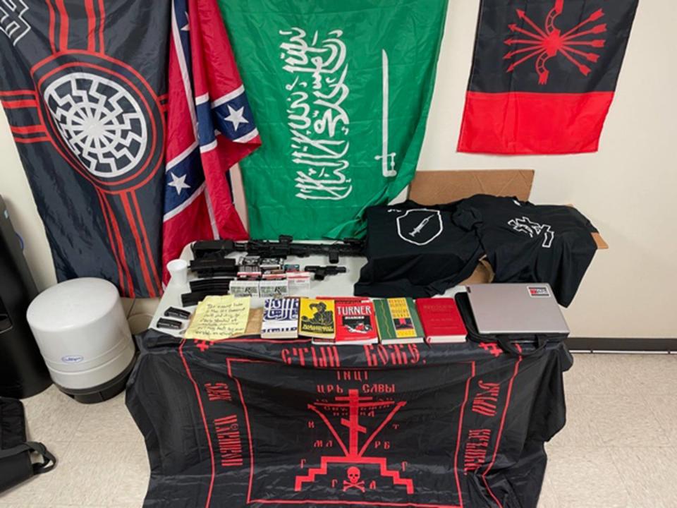 Some of the items authorities say they recovered from Blevins' house are pictured in a photo shared by the Kerr County Sheriff's Office. (Photo: Kerr County Sheriff's Office)