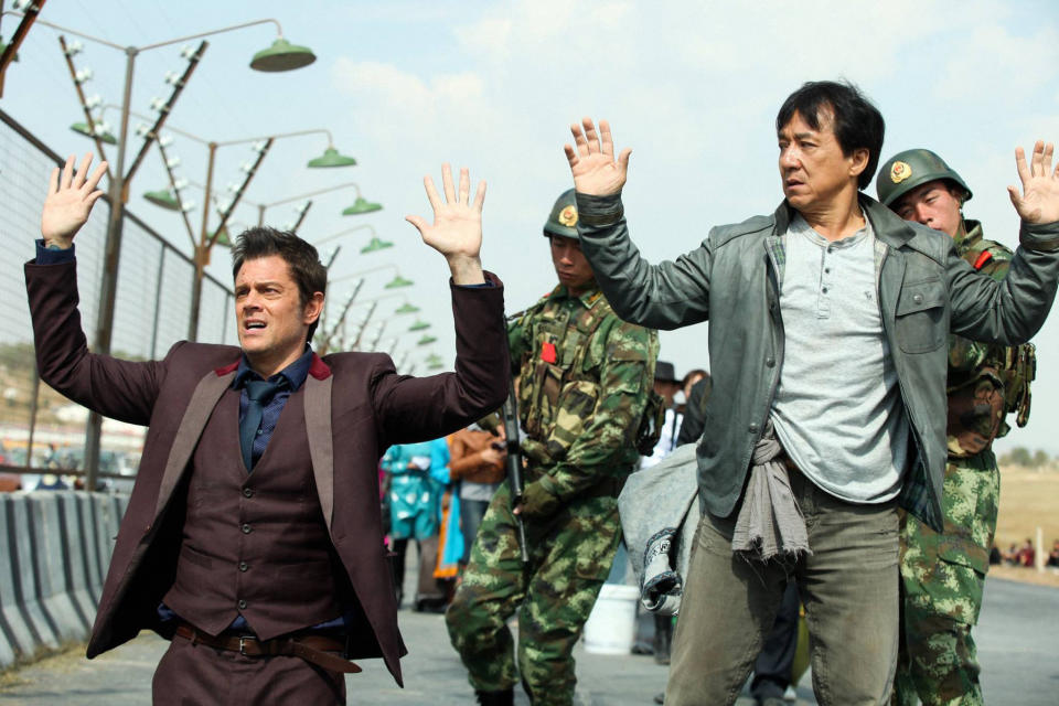 Johnny Knoxville and Jackie Chan in "Skiptrace."