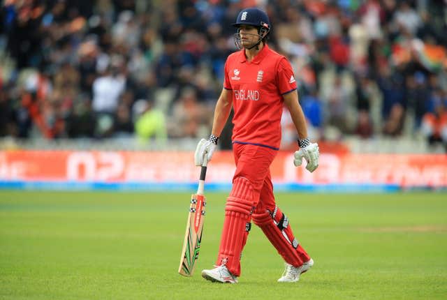 England&#x002019;s Alastair Cook trudges off after being given out during the ICC Champions Trophy final