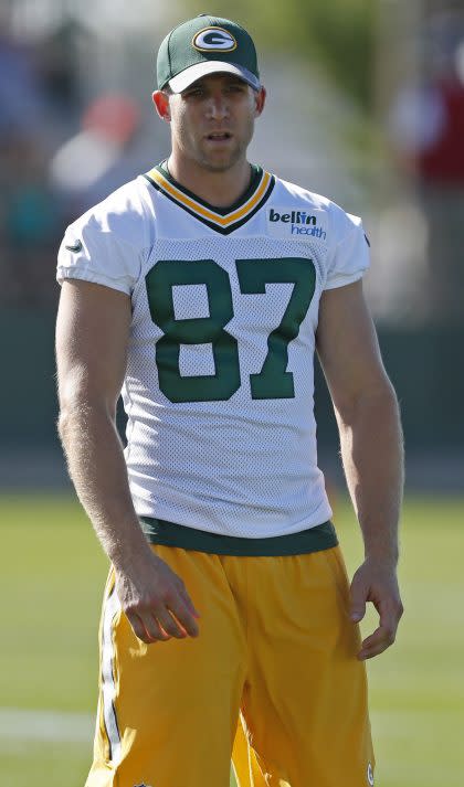 Green Bay wide receiver Jordy Nelson remains sidelined, but this time it;s his left knee. (AP)