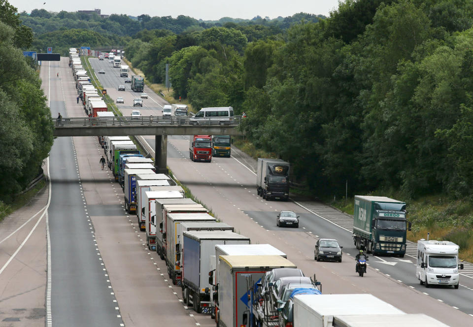 There are fears of backlogs of lorries in Kent if no Brexit deal is reached. Photo: Gareth Fuller/PA Wire