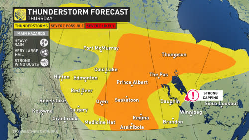 Prairies Thursday storm risk July 10 2024