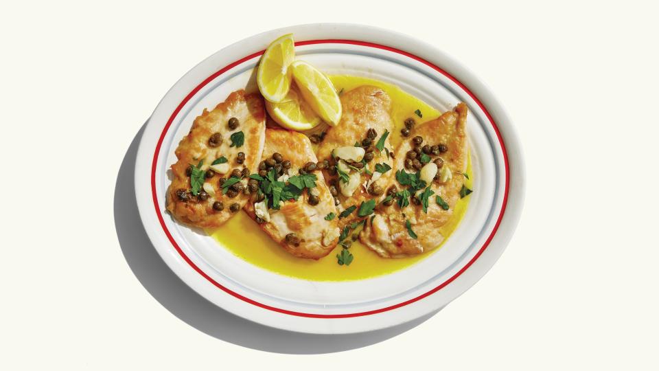 <h1 class="title">Chicken Piccata</h1><cite class="credit">Photo by Alex Lau, Prop Styling by Heather Greene, Food Styling by Susie Theodorou</cite>