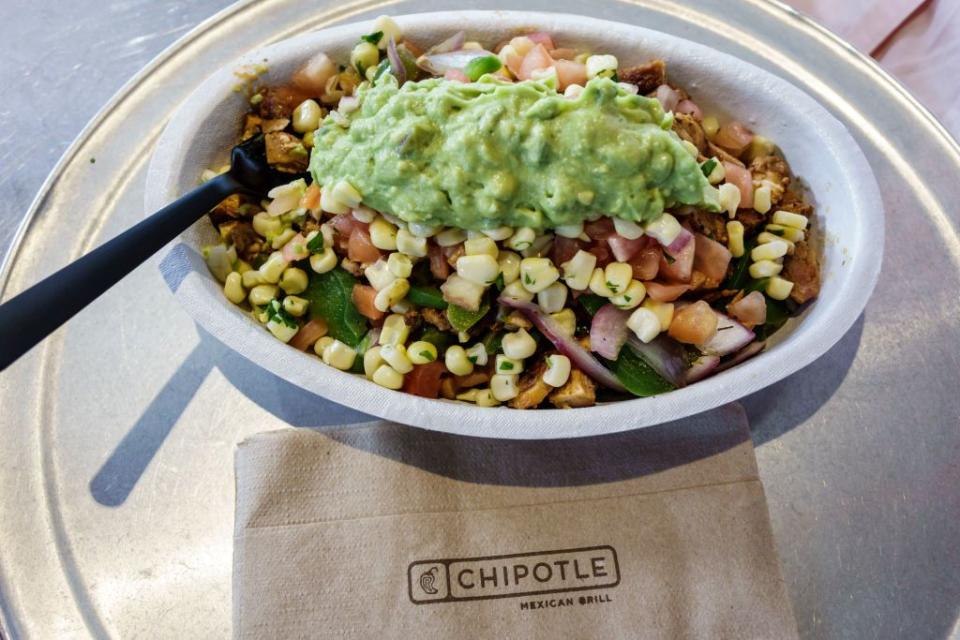 A bowl of food from Chipotle in Miami. (Photo by: Jeffrey Greenberg/Universal Images Group via Getty Images)