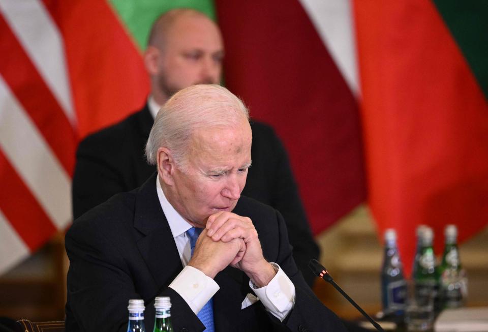 President Joe Biden attends a summit of the NATO Bucharest Nine at the Presidential Palace in Warsaw, Poland, on Wednesday.