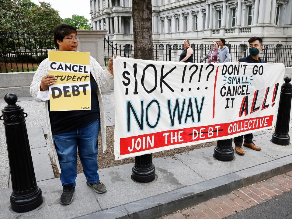 Student Loan Borrowers Gather To Tell President Biden To Cancel Student Debt