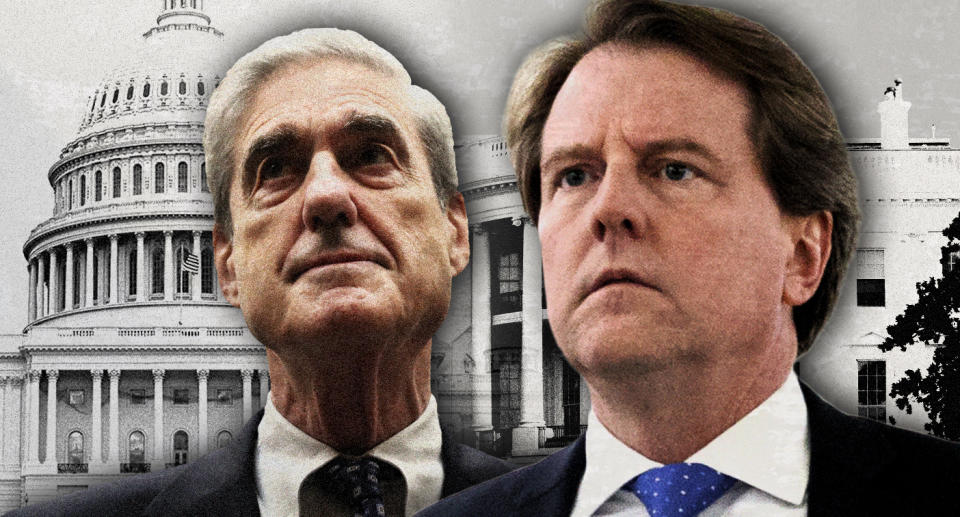 Robert Mueller and Don McGahn. (Photo illustration: Yahoo News; photos: AP)