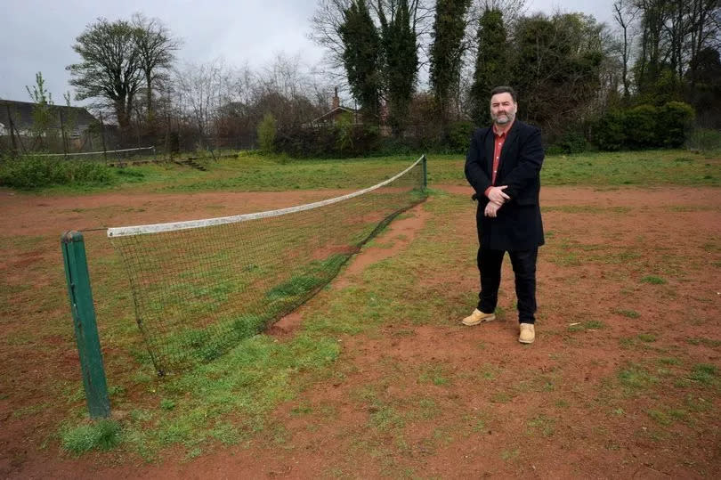 Councillor Andy Steel at the courts in Park road in April last year, before the works had started