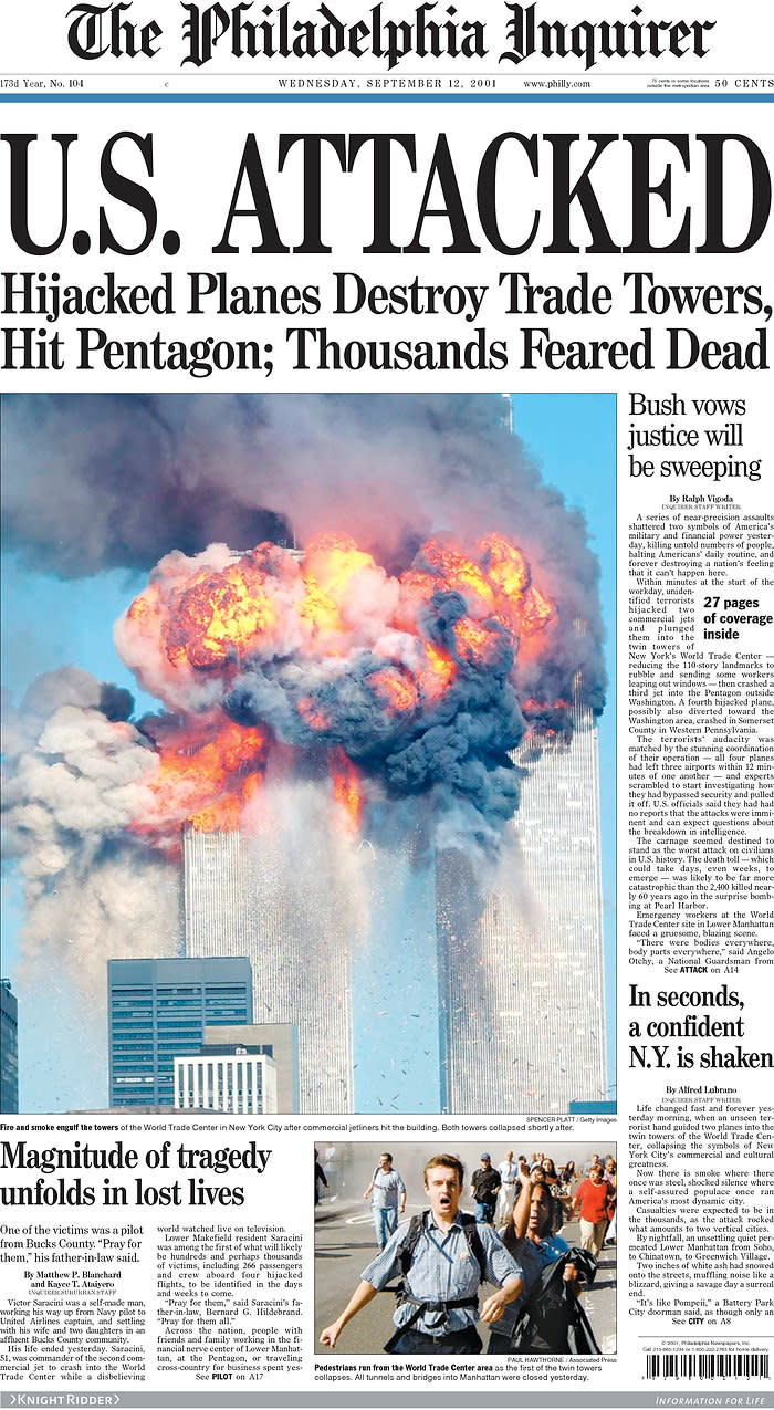 How the 9/11 attacks were reported on front pages around the world