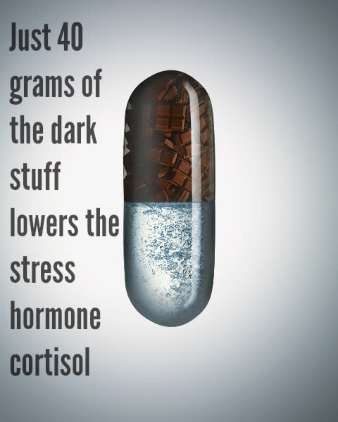 Unscrupulous athletes ease anxiety by using banned beta blockers to slow their heart rate. Chill out the honest way with these focus-enhancers. Dark delights Scoff a few squares of high-percentage cocoa chocolate. A study in the <i>Journal of Proteome Research</i> found that just 40g of the dark stuff lowers the stress hormone cortisol.