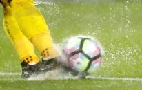 Football Soccer Britain - Leicester City v Swansea City - Premier League - King Power Stadium - 27/8/16 General view of water on the pitch during the game Action Images via Reuters / Carl Recine Livepic