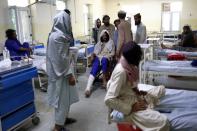 Victims are treated at hospital following earthquake in Sharana