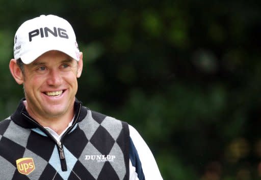 Lee Westwood leaves the second tee during a practice round in preparation for the 2012 British Open Golf Championship at Royal Lytham and St Annes in Lytham. Westwood is hoping that a relaxed attitude, familiarity with the golf course and a slice of luck at the right time will see him finally win a major title at the British Open here this week