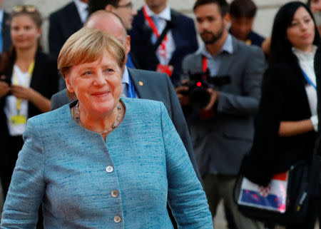 German Chancellor Angela Merkel arrives for the informal meeting of European Union leaders ahead of the EU summit, in Salzburg, Austria, September 19, 2018. REUTERS/Leonhard Foeger