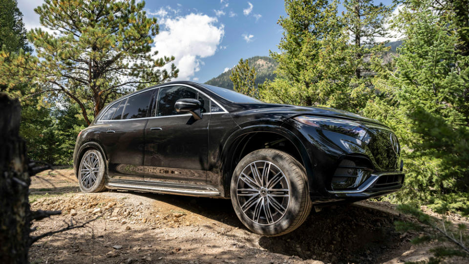 The Mercedes-Benz EQS SUV on an off-road drive in Colorado.