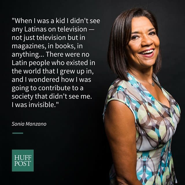 When asked what being Latina meant to her growing up, Sonia Manzano (best known&nbsp;as&nbsp;Maria on "Sesame Street")&nbsp;told The Huffington Post <a href="http://testkitchen.huffingtonpost.com/latinos-break-the-mold/sonia-manzano/">she didn't always love her roots</a> because she didn't see herself reflected in the movies&nbsp;and shows she loved as a child. Read <a href="http://testkitchen.huffingtonpost.com/latinos-break-the-mold/sonia-manzano/">her full statement</a> at Latinos Break The Mold.&nbsp;