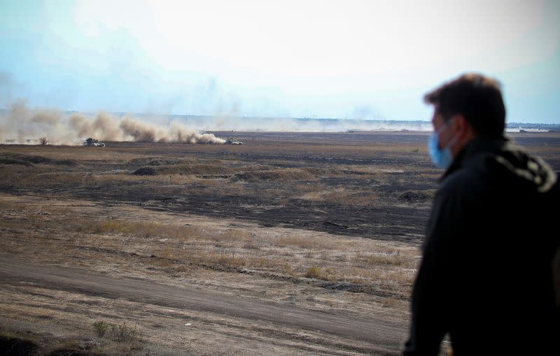 Ukrainian President Zelenskiy oversees military drills in Mykolaiv Region