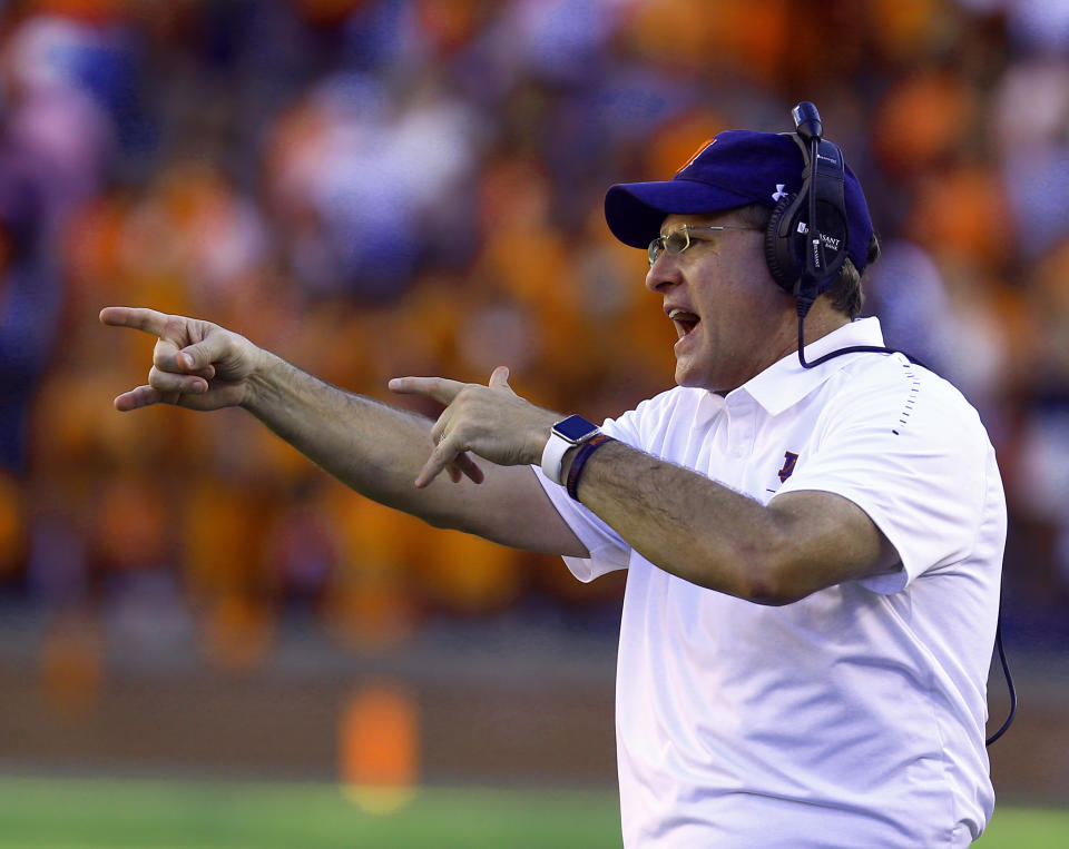 Auburn head coach Gus Malzahn’s team has two SEC losses. (AP Photo/Butch Dill)