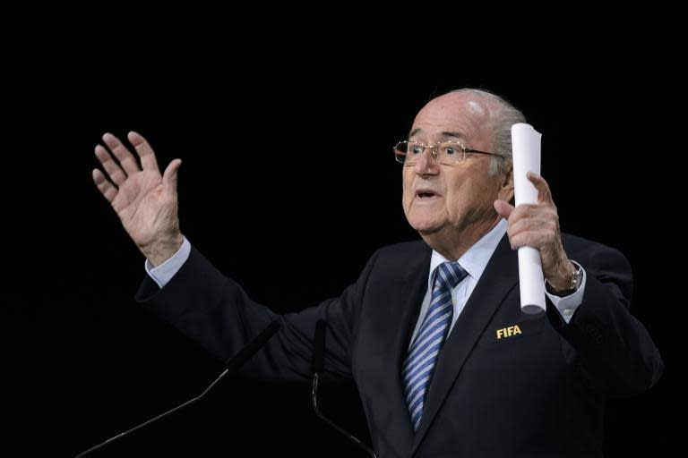 FIFA president Sepp Blatter delivers his speech ahead of the vote to decide on the FIFA presidency