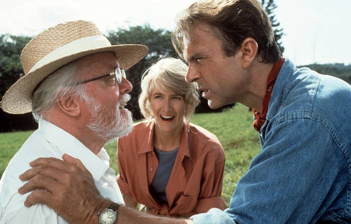 Richard Attenborough, Laura Dern, and Sam Neill in "Jurassic Park"