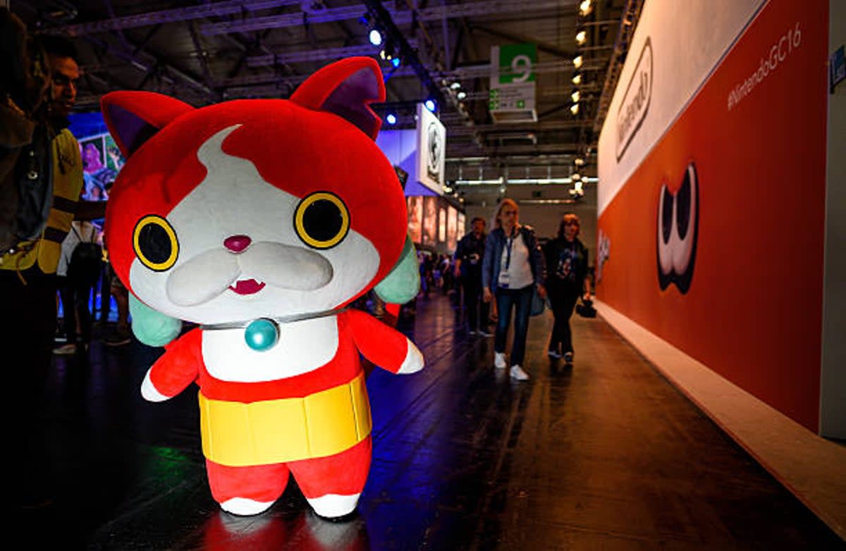 A Jibanyan stands in front of the Nintendo stand at the Gamescom 2016 gaming trade fair during the media day on 17 August 2016 in Cologne, Germany (Getty Images)