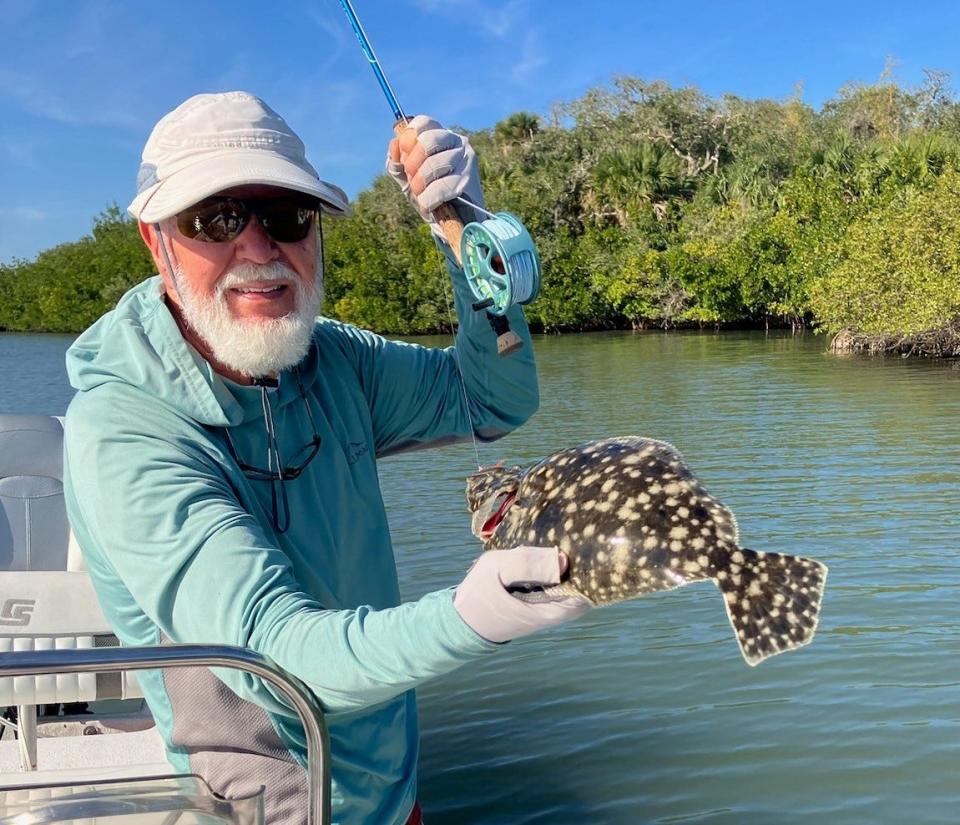 Fly-fishing isn't just about surface lures. Geno Giza used a weighted fly to find this flounder in the Indian River.