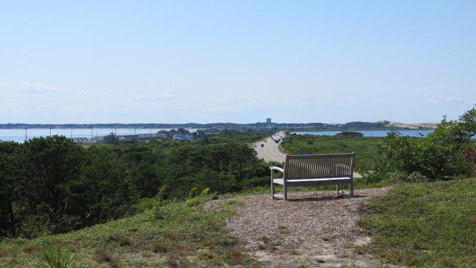 A grand view of Cape Cod Bay, Provincetown, East Harbor and the Province Lands from the High Head Conservation Area in North Truro.