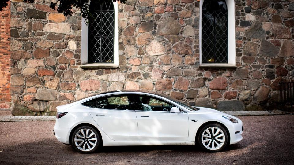 Mandatory Credit: Photo by IBL/Shutterstock (10482026j)Tesla Model 3 Long Range vehicle communication road street transportTesla Model 3 car - 12 Sep 2019.