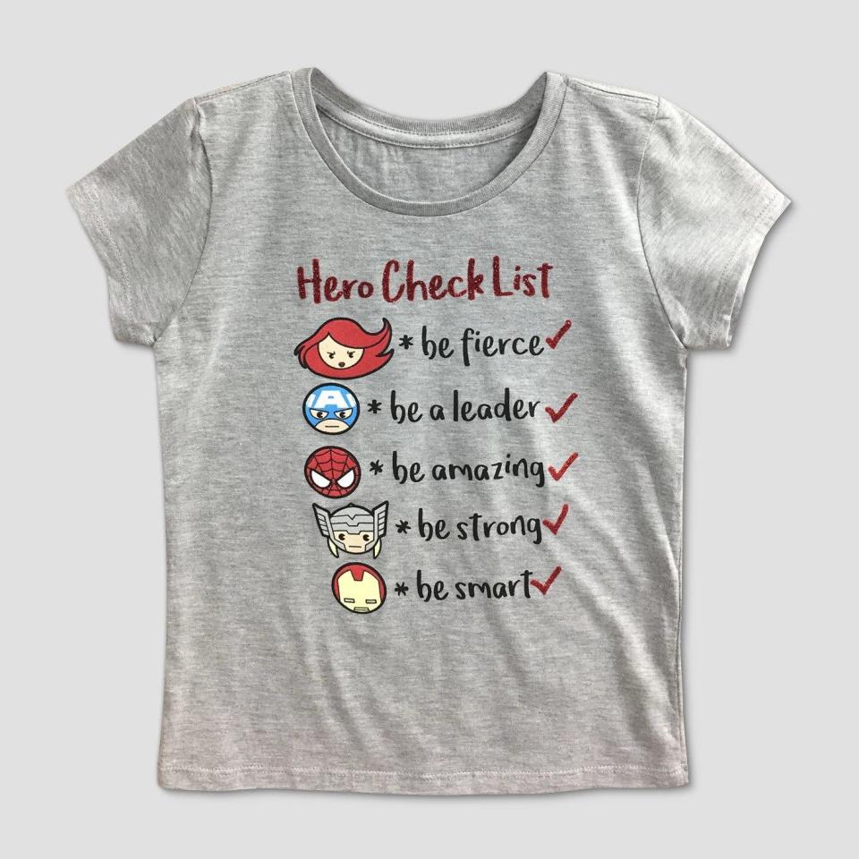 Girls' Avengers Hero Checklist T-Shirt 