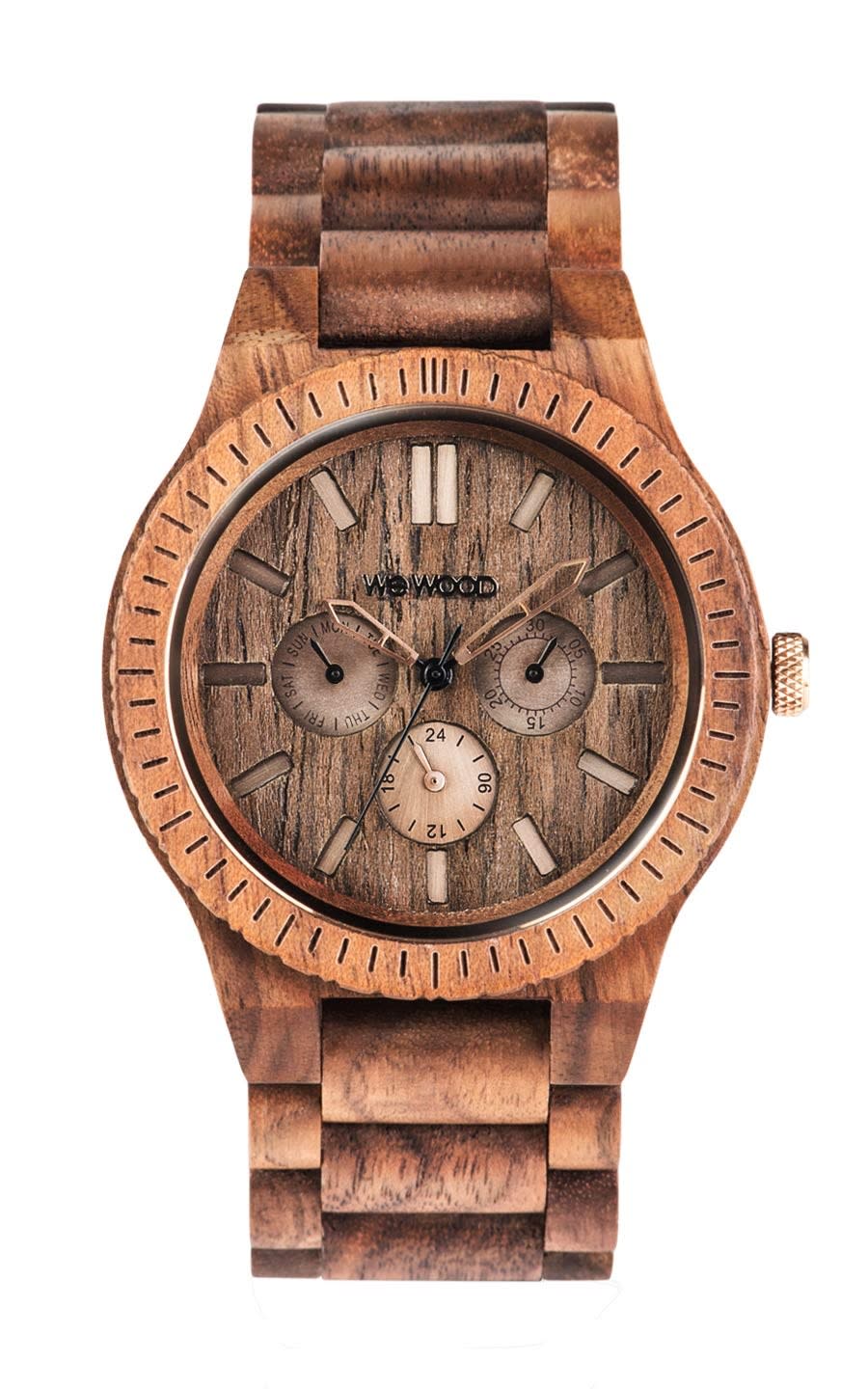 <p>For those who love being eco friendly why not buy them a new wooden watch made entirely out of materials that would be thrown away. We Wood, a non-profit organisation then funds for trees to be planted in countries where consumer wood products come from. <a rel="nofollow noopener" href="https://www.we-wood.co.uk/wewood-kappa-nut-brushed" target="_blank" data-ylk="slk:[We Wood, £110];elm:context_link;itc:0;sec:content-canvas" class="link "><em>[We Wood, £110]</em></a> </p>