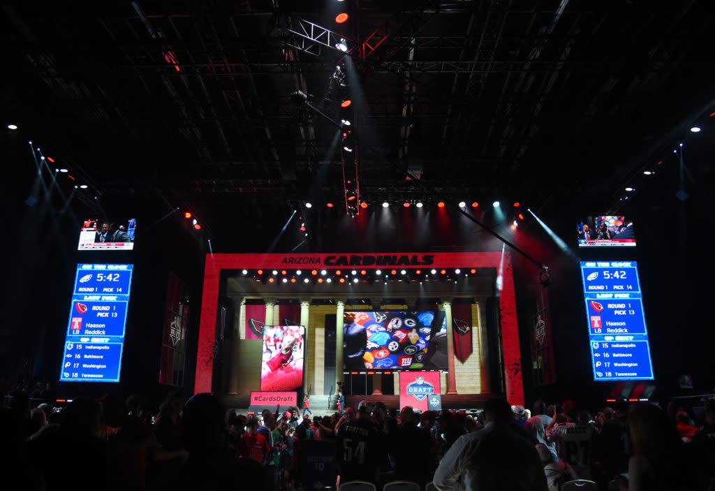 Apr 27, 2017; Philadelphia, PA, USA; A general view of the draft theater during the first round the 2017 NFL Draft at the Philadelphia Museum of Art. Mandatory Credit: James Lang-USA TODAY Sports