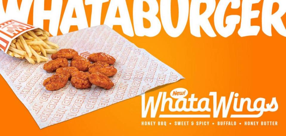 Whataburger’s new boneless Whatawings are available in four flavors: honey barbecue, sweet and spicy, buffalo and honey butter.