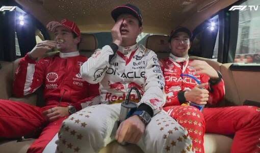 Cette photo de Verstappen, Leclerc et Perez après le Grand Prix de F1 de Las Vegas va entrer dans la postérité.