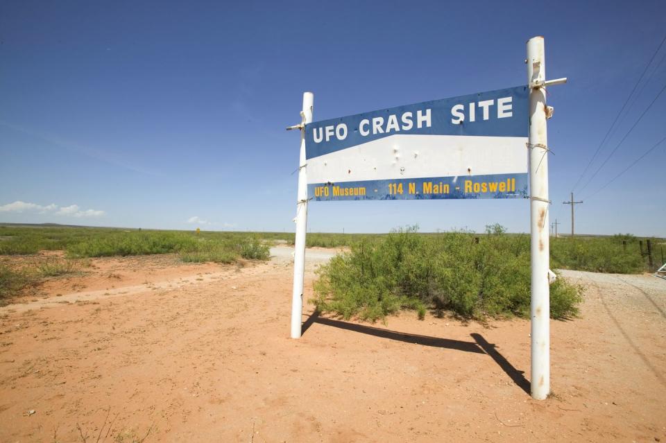 <p>Roswell, New Mexico is considered by many to be the mecca of all things UFO-related. In July 1947, something crashed in a rural region of Roswell. Shortly thereafter, the public information officer Lt. Walter Haut immediately issued a press release stating that it was indeed a flying saucer that had crashed. </p><p>The information was immediately redacted, and the story quickly changed to it being a weather balloon. Over the years, new information has been unearthed regarding what is known as <a href="https://roswell-nm.gov/692/UFO-Story" rel="nofollow noopener" target="_blank" data-ylk="slk:The Roswell Incident;elm:context_link;itc:0;sec:content-canvas" class="link ">The Roswell Incident</a>, and it is widely believed to be a well-documented UFO coverup.</p>