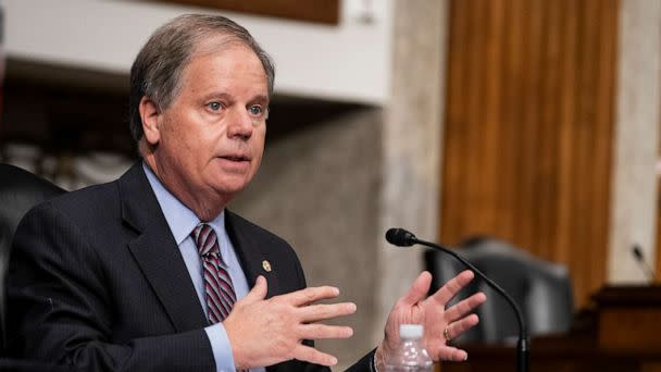 PHOTO: In this Sept. 23, 2020, file photo, Sen. Doug Jones asks a question at a hearing of the Senate Health, Education, Labor and Pensions Committee, in Washington, DC. (Pool/Getty Images, FILE)