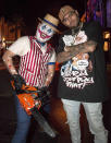 <p>Chris Brown was just chillin’ with this killer clown. (Photo: Nate Weber/Universal Studios Hollywood) </p>