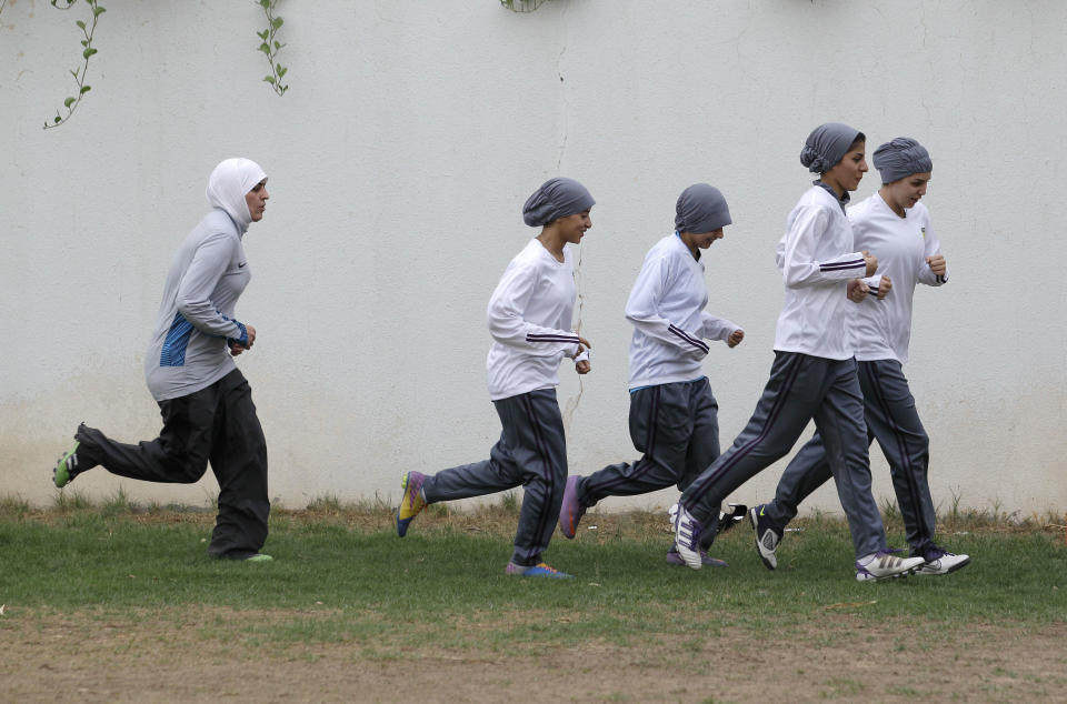 Private schools are officially allowed to hold sports activities for girls, and physical education is required as part of the curriculum. Sports centers around the country are almost entirely for men only, female gyms are costly and public schools have yet to implement physical education for girls.  <em>Members of a Saudi female soccer team practice at a secret location in Riyadh, Saudi Arabia. Saudi Arabias official press agency says the Education Ministry has allowed private female schools to hold sports activities within the Islamic Sharia laws. (AP Photo/Hassan Ammar)</em>