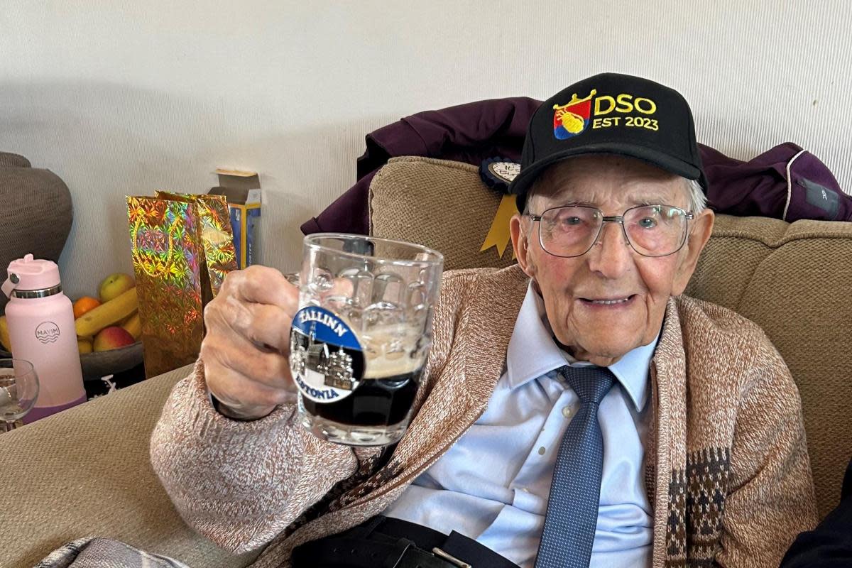 Don Sheppard celebrated his 104th birthday with a half pint of Guinness <i>(Image: Emma Palmer)</i>