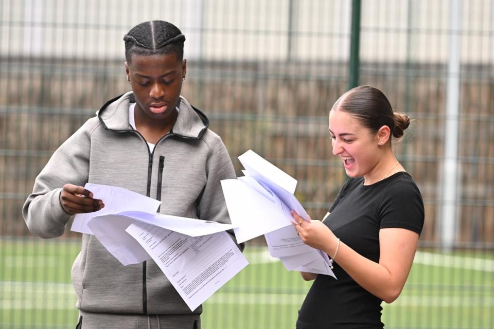 The Harris Academy in Tottenham today Pictured are Wesley Gyamti and Rojan Erdal (right) (Jeremy Selwyn)