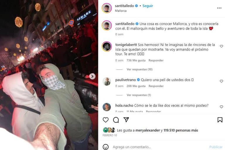 Toni Gelabert y Santi Talledo demuestran su cariño mutuo en publicaciones en las redes sociales